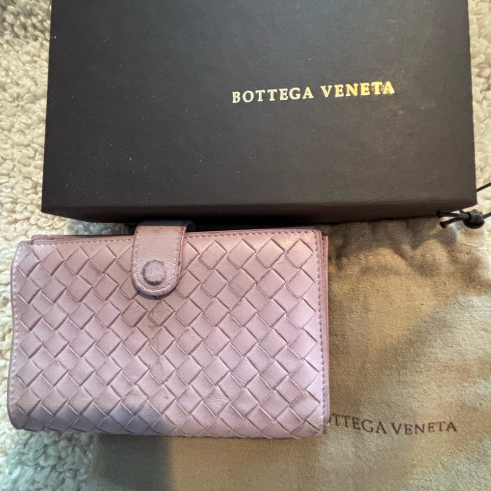 Bottega Veneta Lilac Woven Leather Wallet